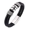 Fashion Men Jewelry Leather Bracelet Classical Chain Weaved Bangles Clasp Charm Wristband Male Gift