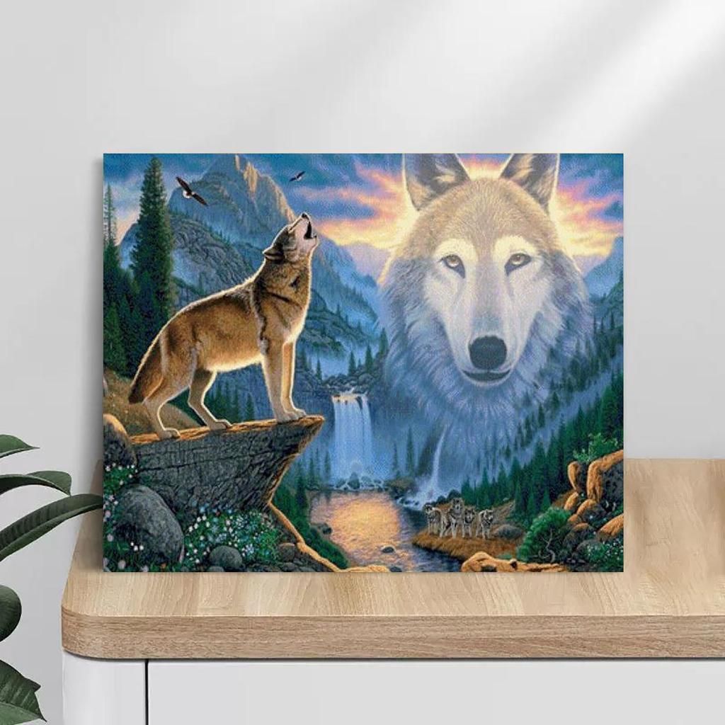 RUOPOTY Diy Painting By Numbers For Adults Starter Kits Wolf Animals Acrylic Paint On Canvas Picture By Numbers Arts 40x50cm