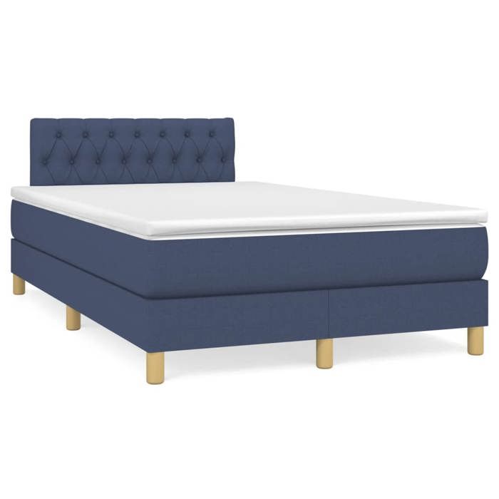 Cadre de lit avec matelas - Maison Exclusive - 120x190 cm - Tissu bleu - LED intégrée