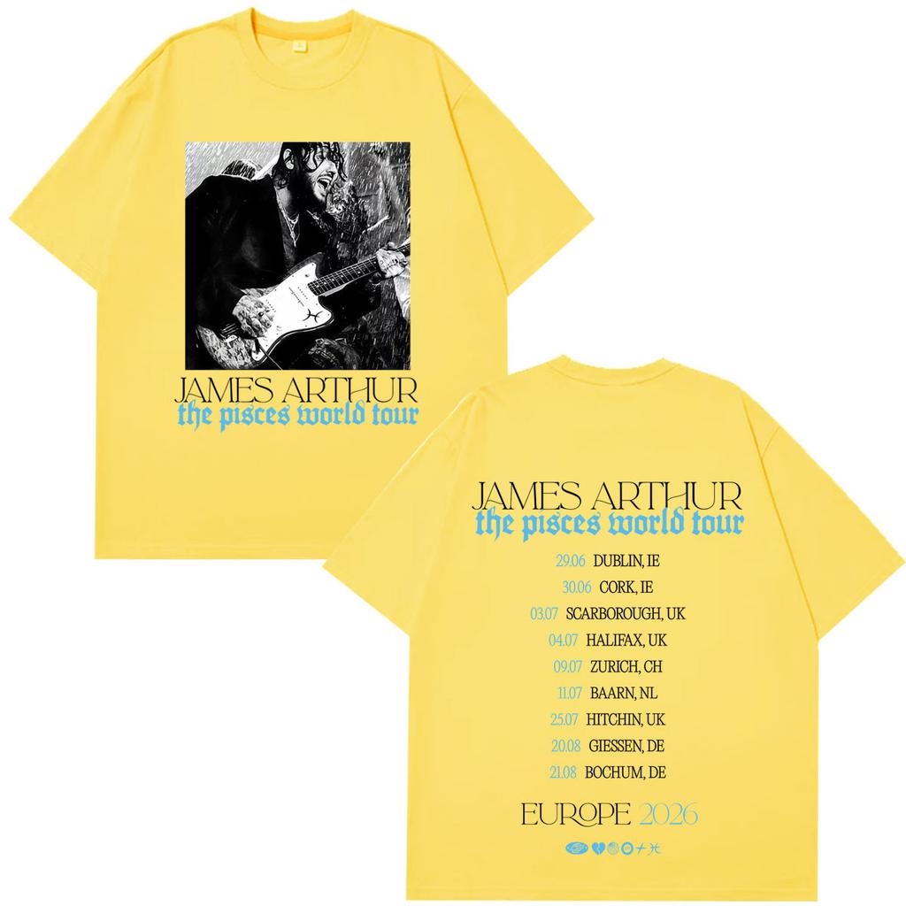 Rapper James Arthur Pisces World Tour Tshirt Unisexs Unisex Gothic Cotton Shortsleeved Tshirt Fashion Hip Hop Cotton Tshirts
