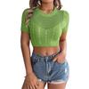 Women's Spring Summer Casual Hollow Twist Short Sleeve Holiday Short Cord Knitwear
