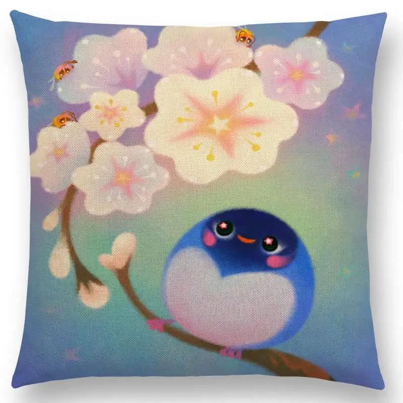 Супер милый мультяшный животный иглобрюх чехол для подушки, прекрасная птица, милое гнездо, интересная рыба, кошка, лягушка, лиса, наволочка для диванной подушки, Огар