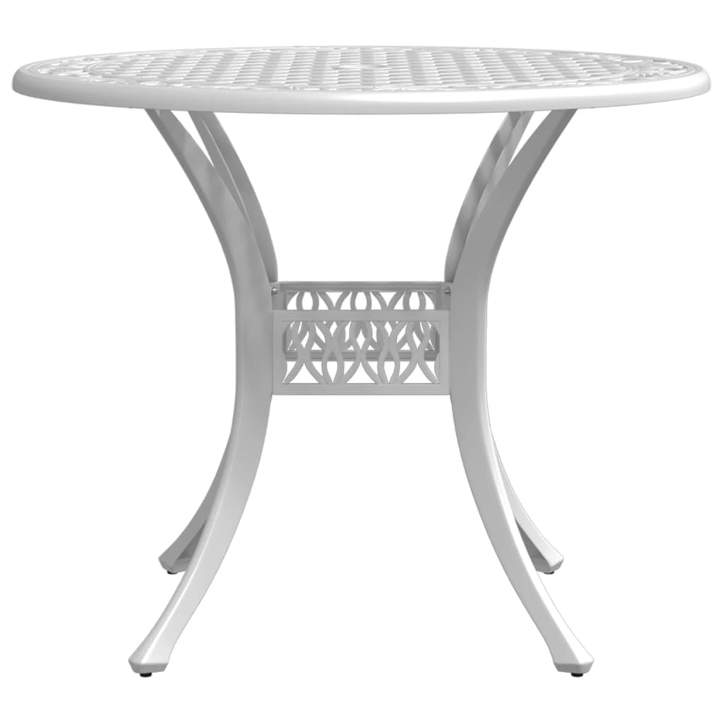 Garden Table White Ø90x75 cm Cast Aluminum