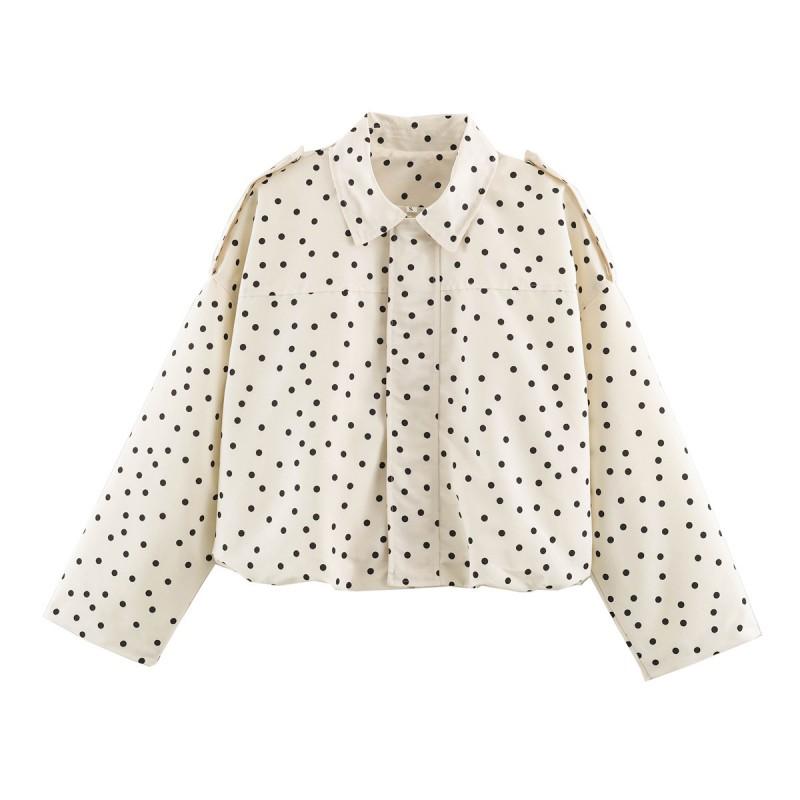 ZA Womens 2026 Fall Polka Dot Jacket Slim Fit Versatile Casual Outerwear