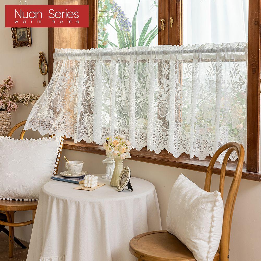 1 шт. Серия Nuan Французская Ретро Кружевная Короткая Занавеска, Рустикальный Стиль, Легкая Прозрачная Занавеска для Гостиной, Кухонного Шкафа, Окна, Домашний Декор