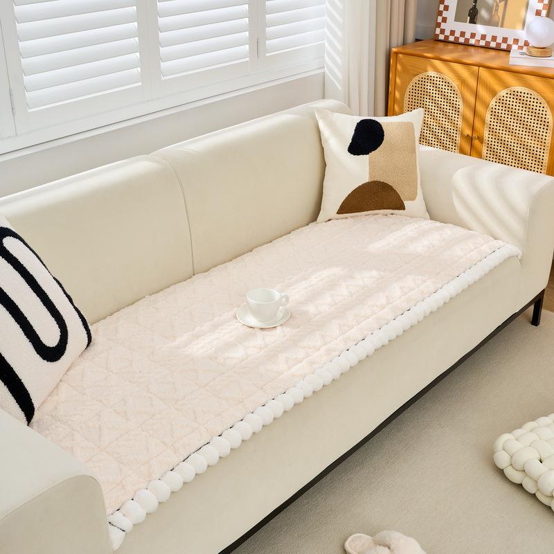 Премиальная цельная подушка для дивана Осенне-зимняя плюшевая подушка для сиденья Не теряет ворс, Тканевое полотенце-чехол для дивана Зимний новый чехол