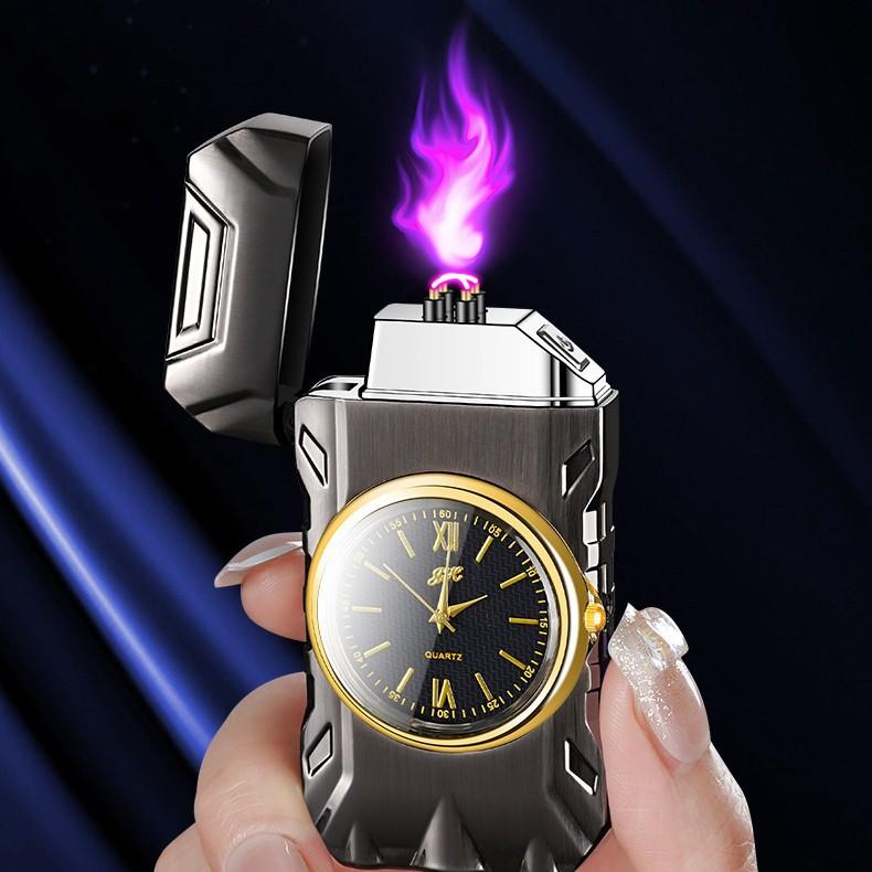 Mecha small rechargeable lighter outdoor portable convenient multi-function watch lighter laser lettering