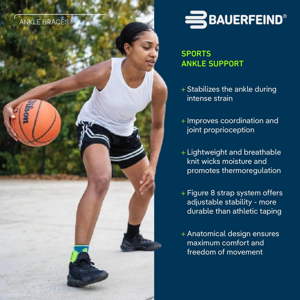 Bauerfeind Sports Ankle a Breathable Ankle Support with a Sizes Made In Support, Figure-eight Design. [Sports Series, Unisex, XS-XXL, Germany] (XXL -