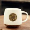 Ceramic Water Cup Mug With Copper Sheet And Bronze Medal Coffee Cup, Xingba Wind Can Print Fish Scale Milk Cup