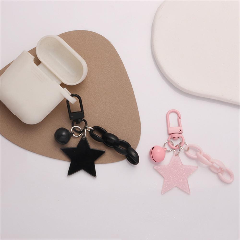 Shiny Stars Acrylic Keychain Bell Pendant Keyring for Girls Backpack DIY Headphone Case Accessorie Funny Gifts
