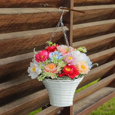 Искусственные висячие цветы в корзине-цепочке Декор цветочного горшка Цветочная композиция для лета в помещении