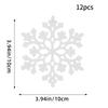 12 Pcs Pink Glitter Plastic Snowflake Ornaments 10cm Hollow Christmas Tree Hanging Decorations For Holiday Party Festival Supplies