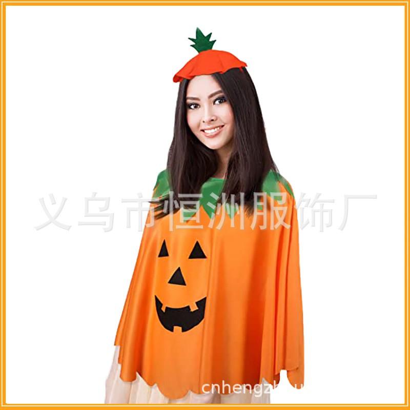 Halloween Adult Pumpkin Cape Set Family Party Costume Trick Or Treat Accessory