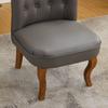 Genuine Leather Lounge Chair in Grey – Solid Rubberwood Legs, Comfortable Living Room Single Chair