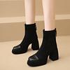 Fashion Winter Back Zipper Solid Color Boots for Woman Square Heel 2024 High Quality Fashion Non-slip Female Ankle Boots Botines Mujer