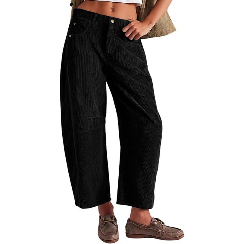 2026 High Waist Corduroy Straight Leg Pants Women Loose Casual Trousers