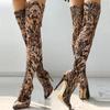 Ladies Over The Knee Women Boots  Super High Heels11CM Thin Heels Leopard Woman Long Boots Size 34-43
