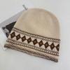 Ретро вязаная шерстяная шапка с жаккардовым узором Fair Isle женская осенне-зимняя новая повседневная универсальная для лица маленькая шапка от холода модная