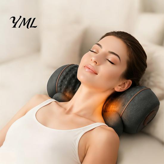 Heated Neck And Shoulder Massager Electric Pillow, 3-in-1 Cervical Massage Heat Vibration Lift Pain Relief Pillow Function, Ergonomic Memory