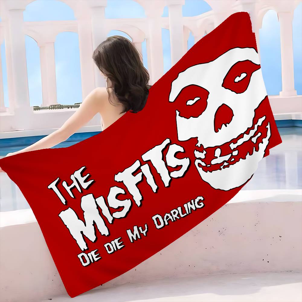 Классическая панк-группа The M-Misfits Пляжное полотенце Цветные банные полотенца для девочки Микрофибра Быстросохнущее Не прилипает песок Пляж Тренажерный зал Бассейн