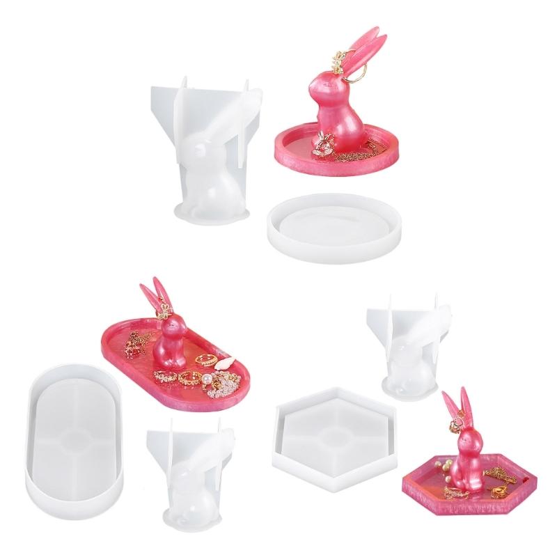 Cute Rabbit Ring Holder Silicone Molds Bunny Jewel-Display Organizer-Resin Casting-Moulds DIY Engagement Gift for Women