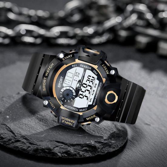 Yousheng  Electronic Watch Silicone Wristband Digital Display Multifunctional Outdoor Running Sports Daily Wristwatch Gift