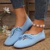 Fashion 2024 Autumn Mesh Breathable Women's Flat Shoes Solid Simple Ballet Flats Female Casual Lace-up Walking Shoes for Women