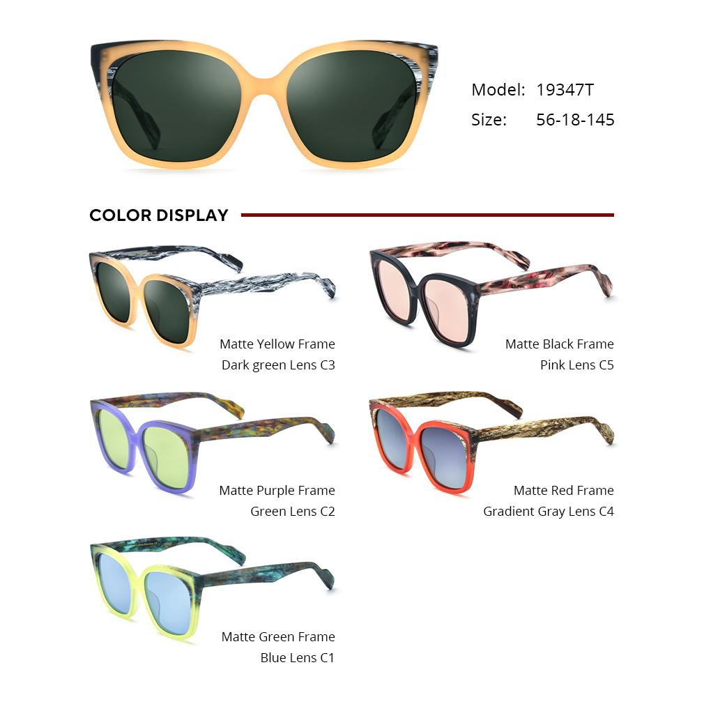 Borregls Matte Acetate Multicolour Polarized Sunglasses UV400 Men Brand Designer Big Oversize Square Sun Glasses Women 19347T