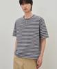 ROTEMBER Multi-Stripe Henley Neck Half T-Shirt [Charcoal]