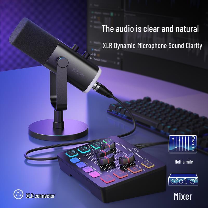 FIFINE AM8 RGB Динамический микрофон с шумоподавлением: Идеально для игр, стриминга и использования на рабочем столе