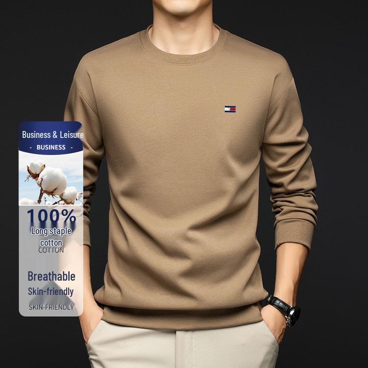 TOMMY Оригинальный мужской повседневный пуловер с круглым вырезом и длинным рукавом из хлопка