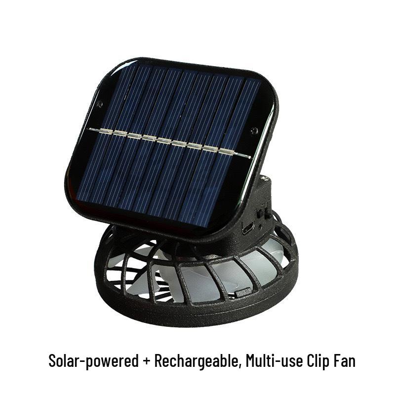 Solar Rechargeable Clip Fan with USB Charging and High Wind Power