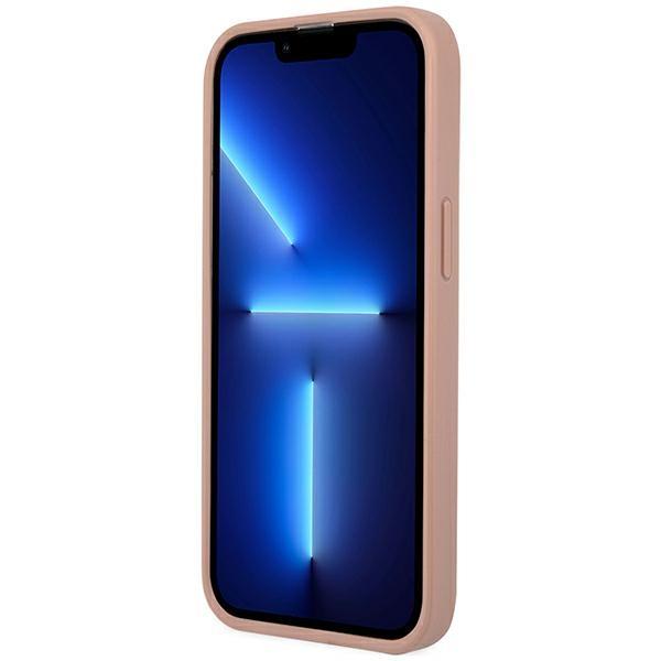 Etui do iPhone 14 Pro Guess Saffiano Cechy Logo Różowe