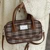 Нишевый дизайн клетчатая ручная сумка женская 2025 новая ретро мода сумка Бостон сумка на плечо сумка-мессенджер тканевая сумка