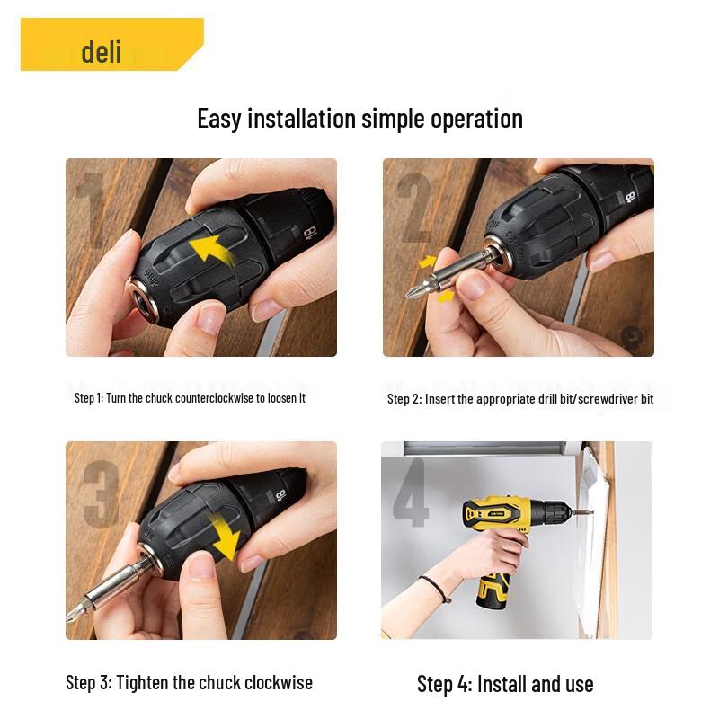 Deli 10.8V Cordless Electric Drill and Screwdriver CN plug (adapter included)