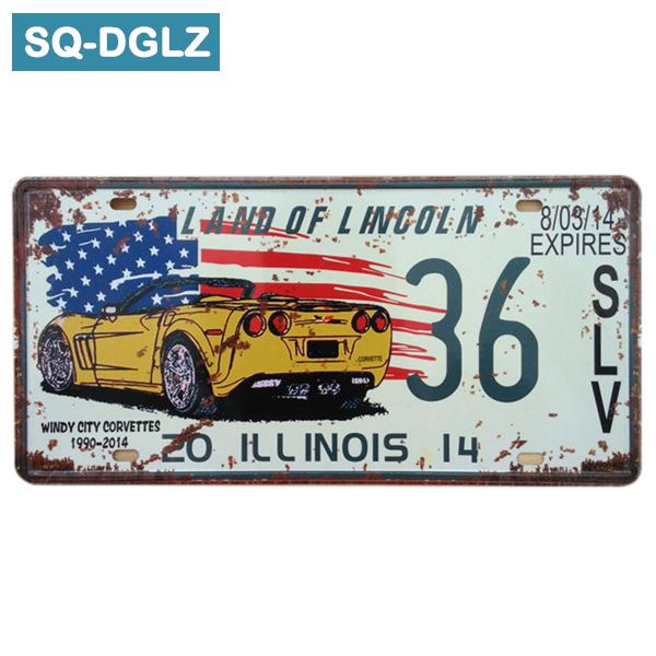 [SQ-DGLZ] Новая мода автомобильный номерной знак магазин бар украшения стены жестяная вывеска винтажная металлическая вывеска домашний декор живопись таблички плакат