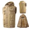 Men's Jacket Casual Vest Sleeveless Cotton Hoodies Hooded Plus Velvet Keep Warm Autumn Winter Multi-Pocket Outdoor Windproof Windcheater Coat