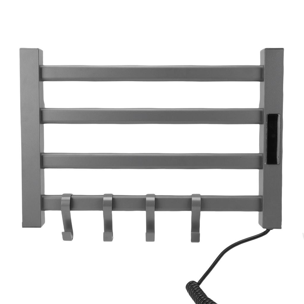 4 Bars Towel Warmer Rack Smart Touch Control Wall Mounted Towel Heater Rack for Bathroom Gray Right Line 45x35cm EU Plug 220V