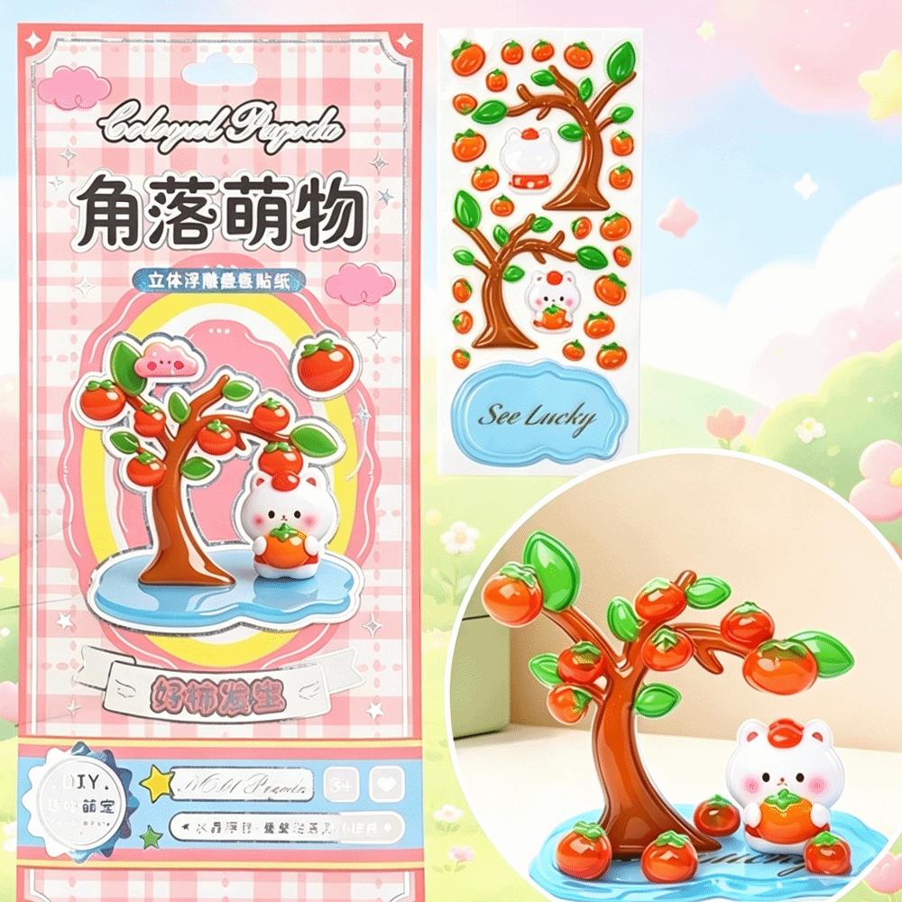 Reusable 3D Crystal Stackable Stickers Funny Cartoon Embossed Decals DIY Decals Phone Decor