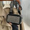This Year's Popular Bag 2025 New Korean Version of Fashion Rivets Personalized Trend Women's Wide Shoulder Straps Crossbody Small Square Bag