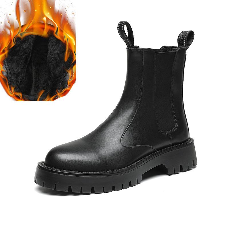 Мужские повседневные высокие челси больших размеров черные осенне-зимние туфли ковбойские ботинки из натуральной кожи красивые на платформе длинные боты мужские