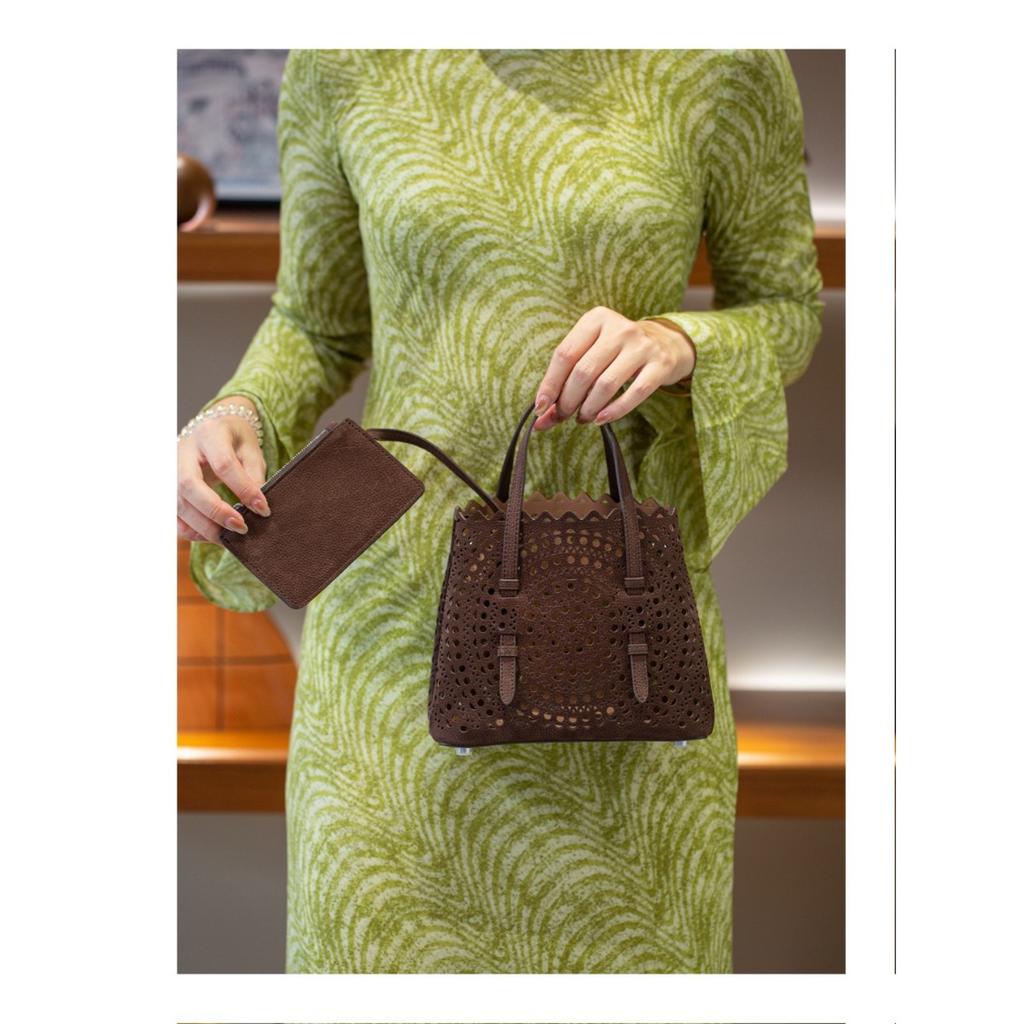 Mina20 первый слой бархат узор личи телячья кожа полый белый стальной металлофурнитура с одинарным плечевым ремнем для ношения через плечо французский полый