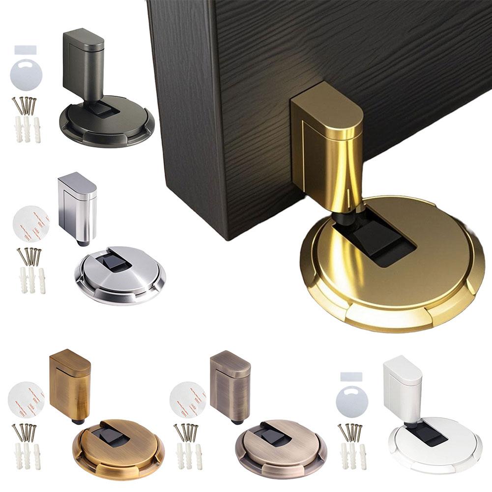 Magnetic Door Stop with Screws Aluminum Alloy Adjustable Punch-free Door Stopper Heavy Duty Magnet Door Holder Hardware