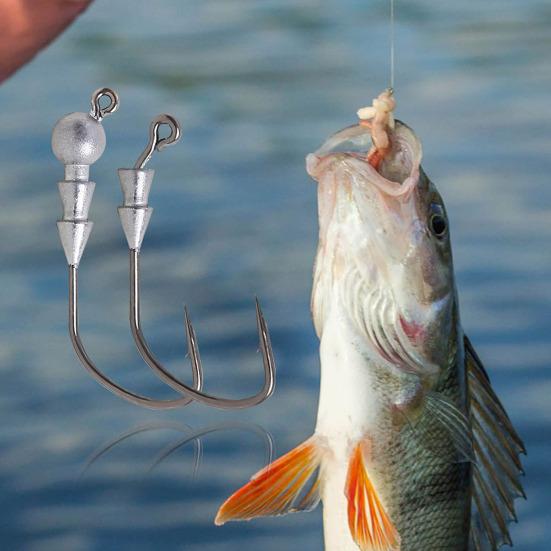 5 Pcs Barbed Fishing Hooks Bait Holder Hooks Freshwater Saltwater Fishing Hooks for Shrimp Lure Bass Carp Catfish Bait