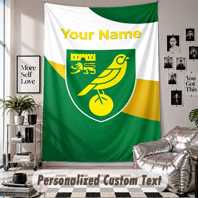 Wall Hanging Tapestry With Custom Name & Text, Norwich City Decorative Tapestry For Bedroom