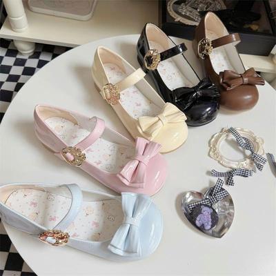 Милый розовый бант туфли-лодочки женские лето 2025 новая милая обувь лолиты низкий каблук круглый носок лолита