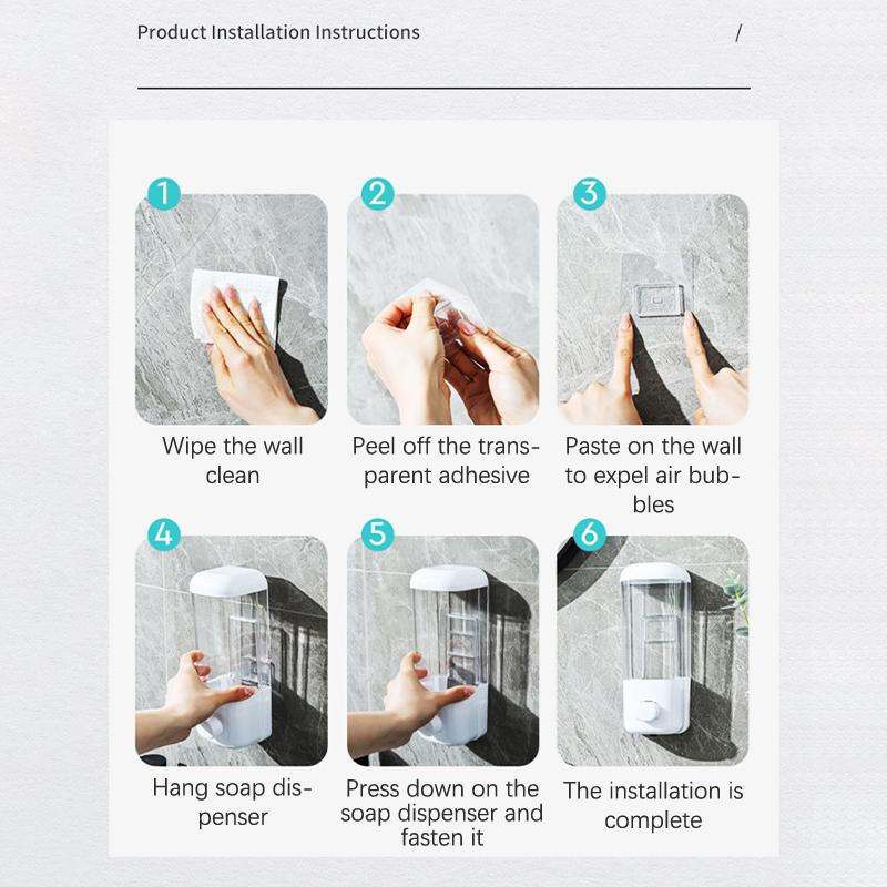 Bathroom Non-Punching Manual Press Soap Dispenser Wall Hanging Traceless Paste Disinfectant Bottle Transparent Dispenser