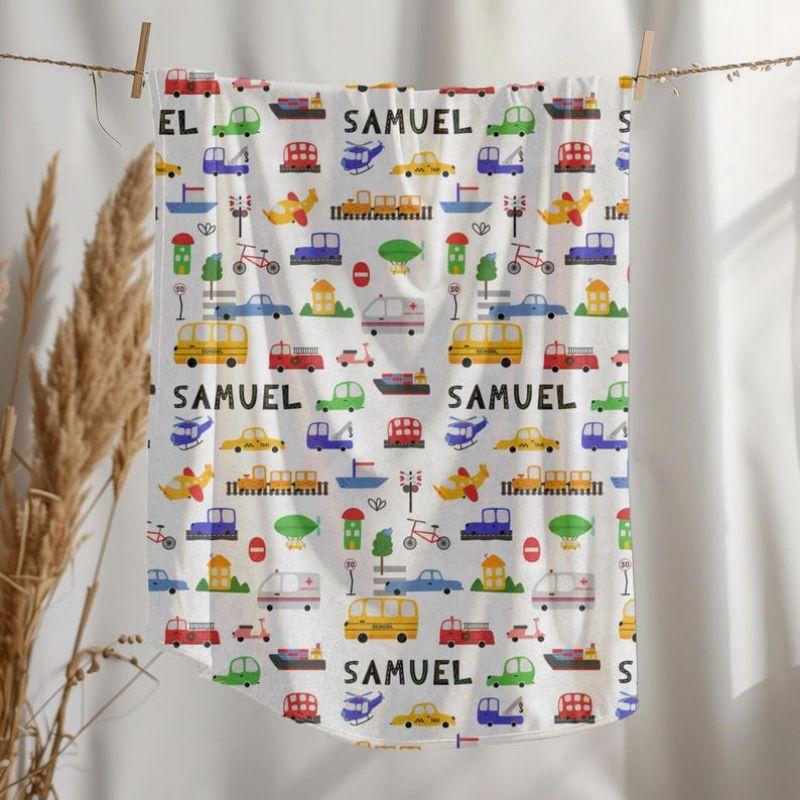 VIKAMA Cartoon Transportation Flannel Blanket Soft Plush Throw For Nursery Bedroom Sofa Home Decor All Season
