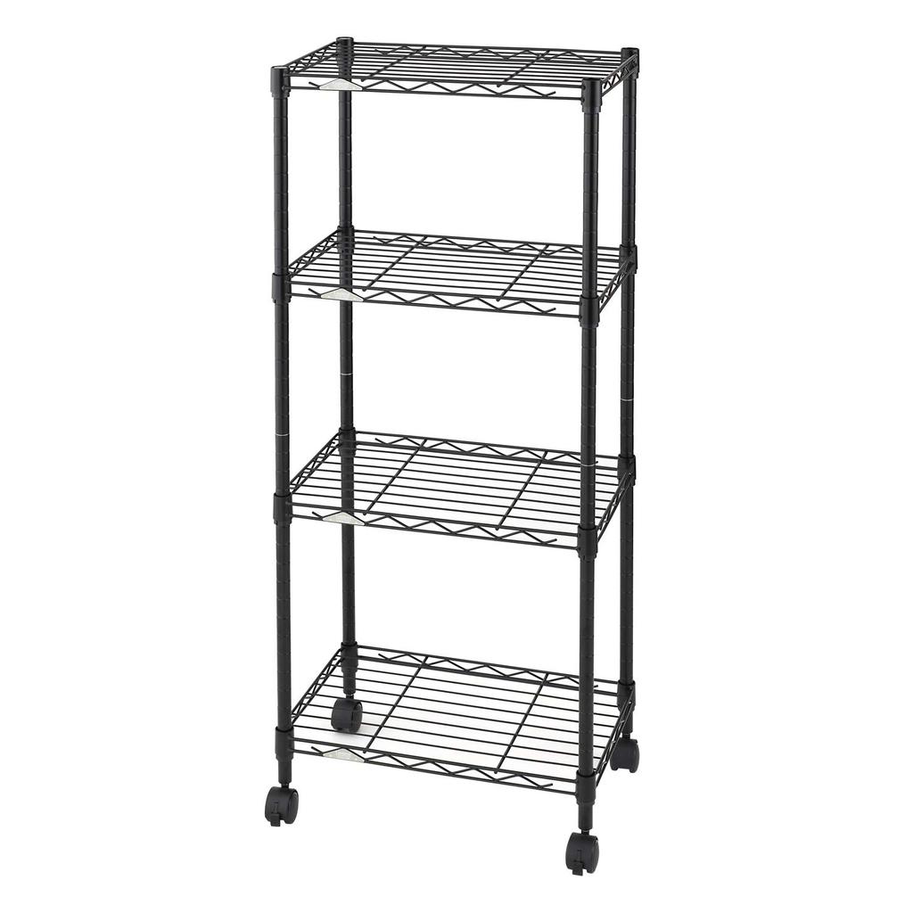 Doshisha Luminous Color 4 Width Stylish and Steel Total Load Capacity Casters Pole Diameter Width X Depth X Height Rack, Black, Tiers, 45, Slim, Cute,