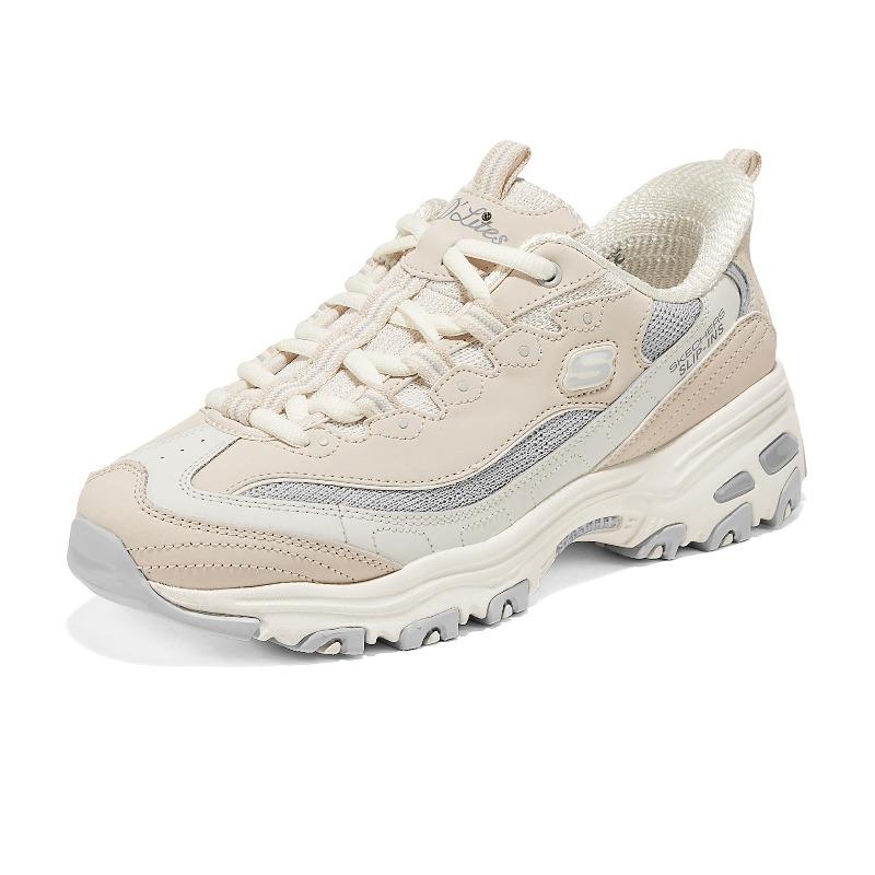 Skechers D'Lites 1.0 Smooth Nostalgia Женские Бежевые Низкие Повседневные Туфли Удобные Мягкие 150537-NTGY